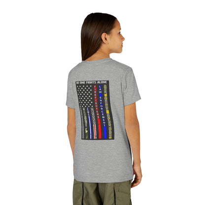 No One Fights Alone Youth Unisex Short Sleeve Crewneck Tee