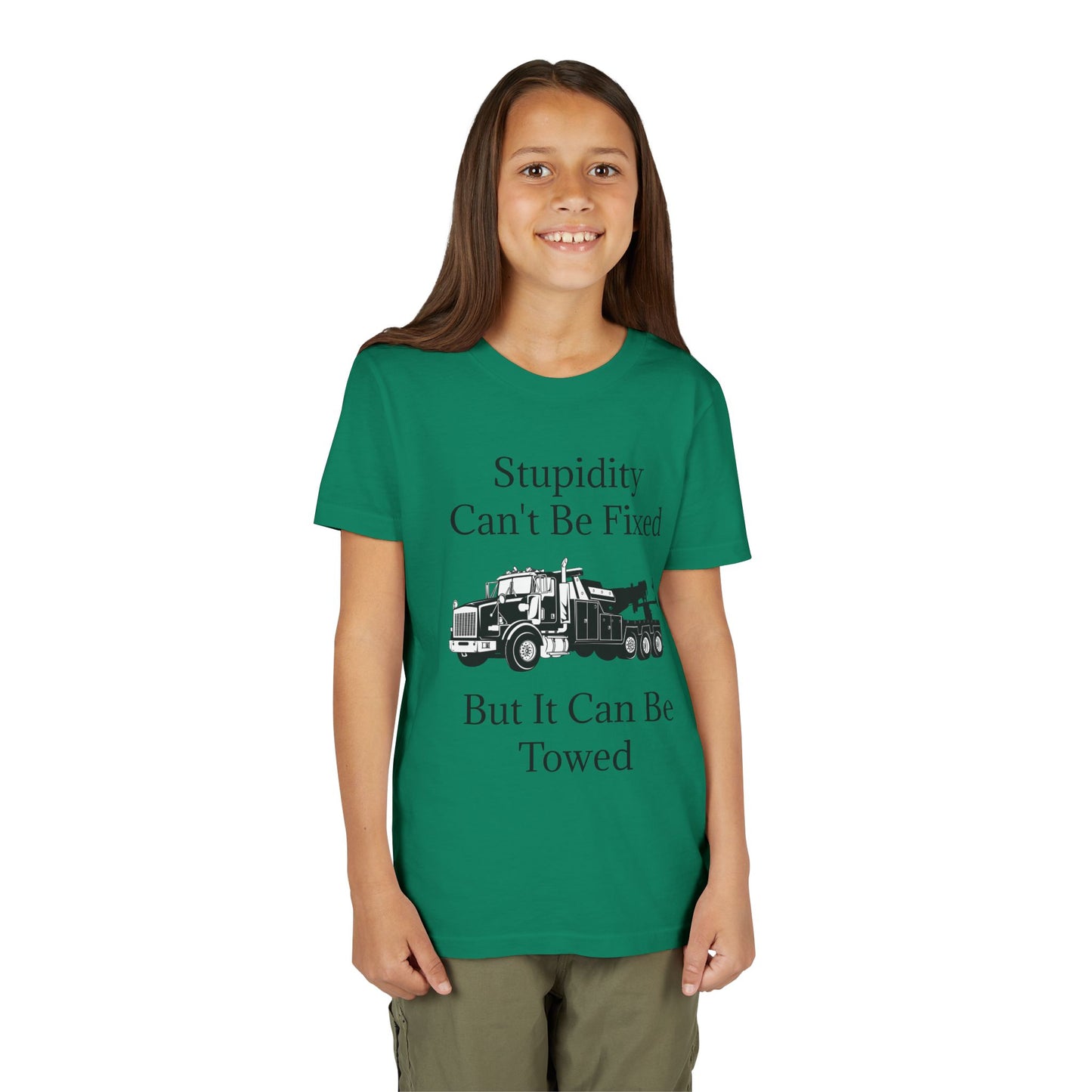 Stupidity Heavy Tow Truck Youth Unisex Short Sleeve Crewneck Tee