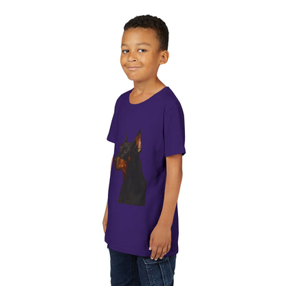 Doberman Head Youth Unisex Short Sleeve Crewneck Tee