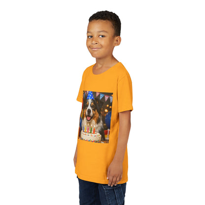 Birthday Buddy Aussie Youth Unisex Short Sleeve Crewneck Tee