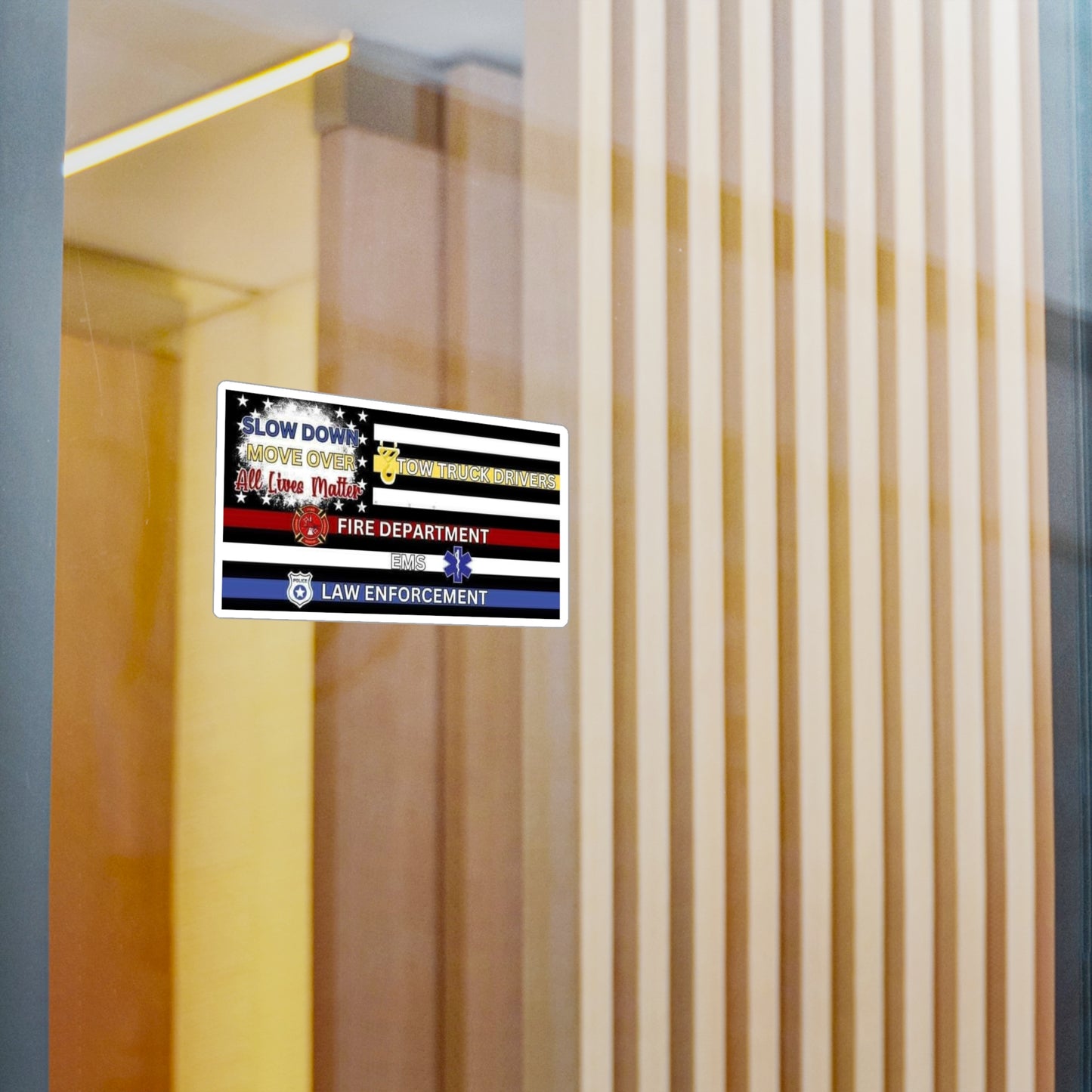 Slow Down Move Over Flag Vinyl Decal