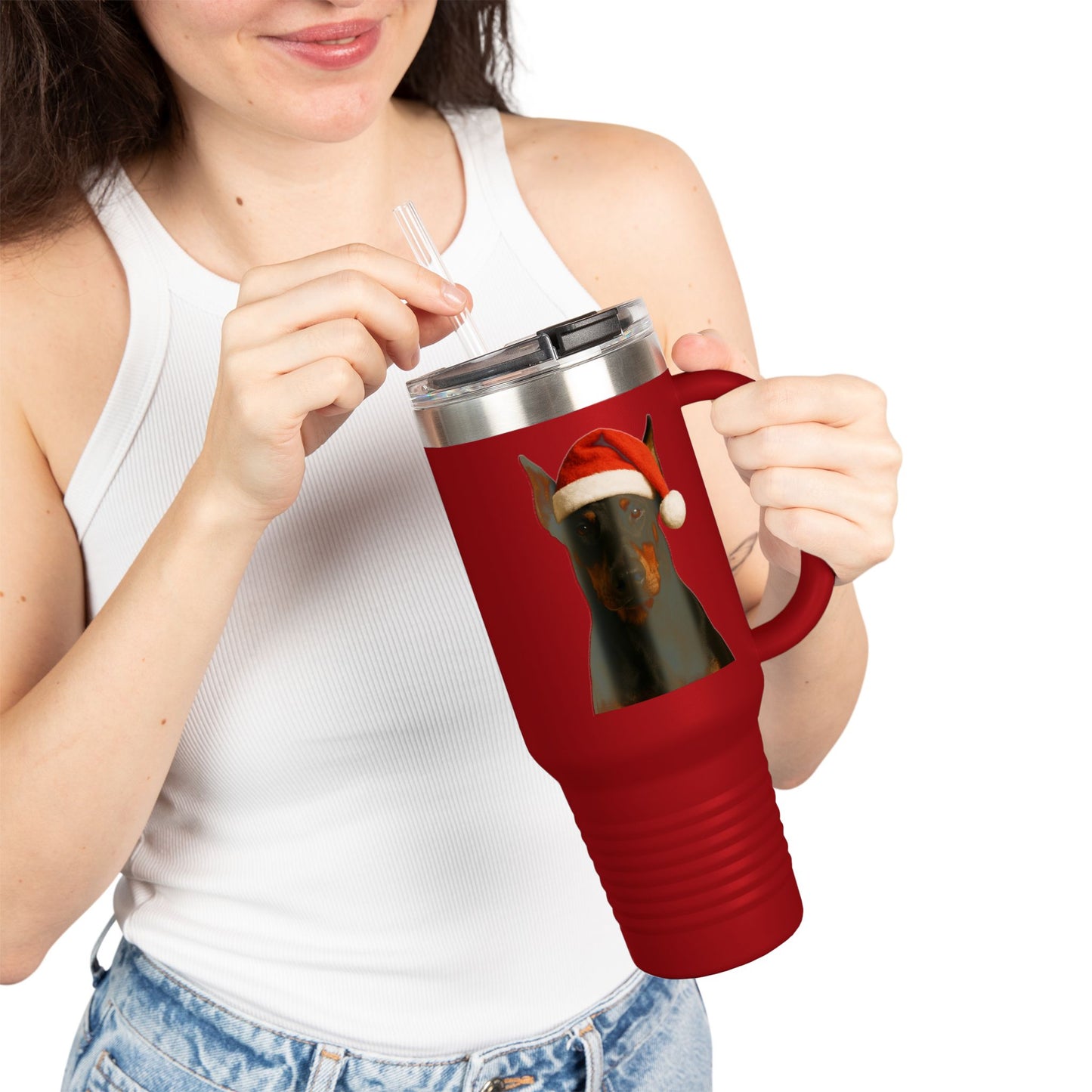 Santa Paws Doberman Insulated Travel Mug