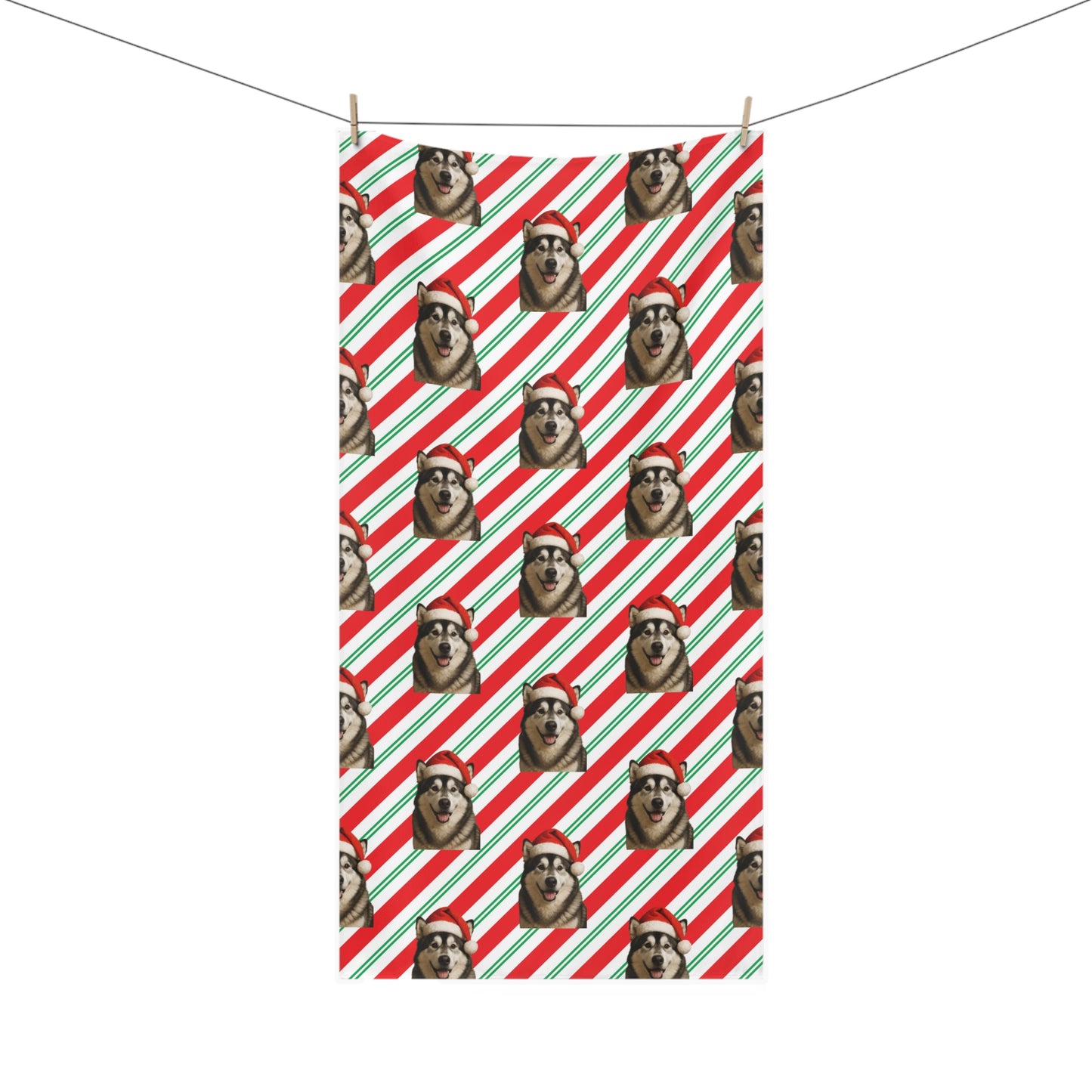 Santa Paws Malamute Mink-Cotton  Beach Towel
