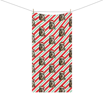 Santa Paws Malamute Mink-Cotton  Beach Towel