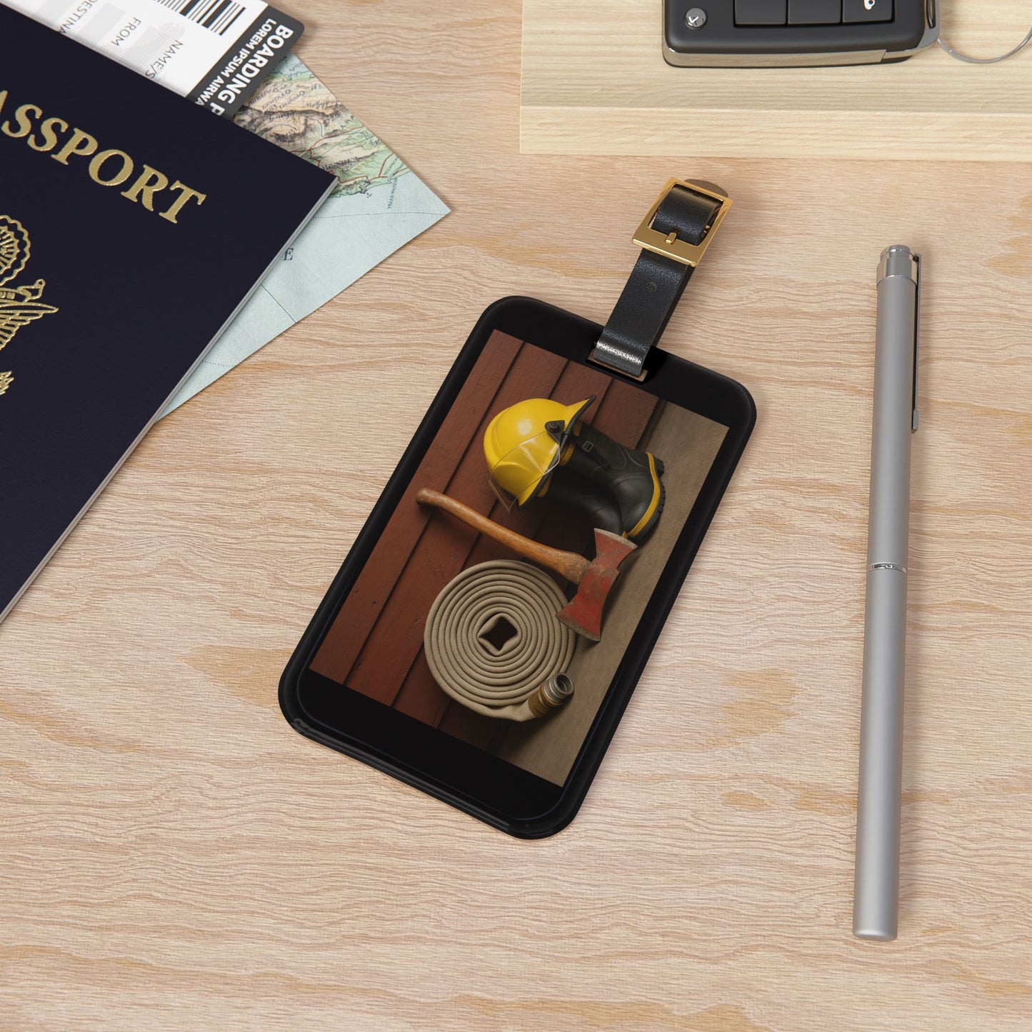 Fire/Rescue Appreciation Leather Strap Luggage Tag