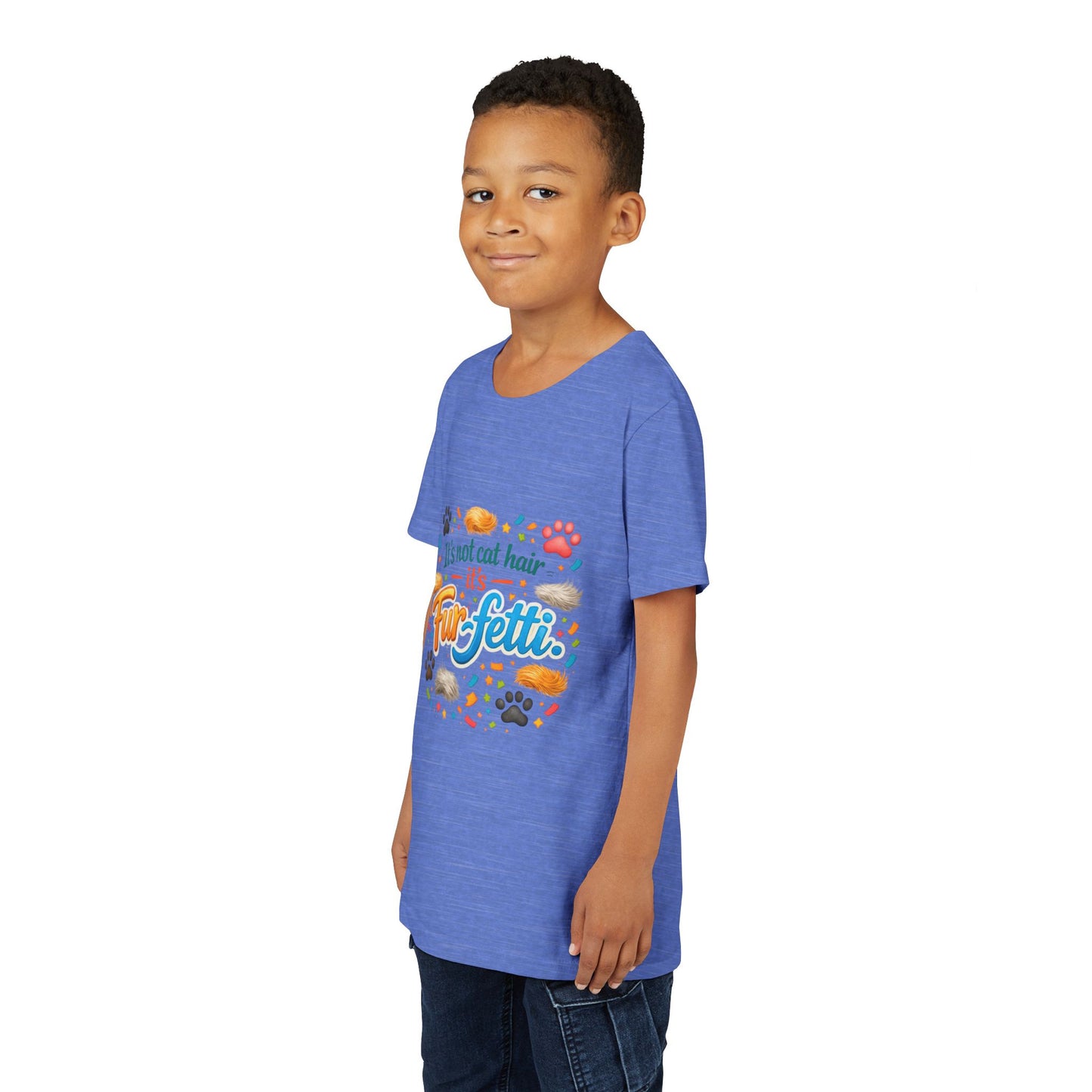 Fur-Fetti Cat Youth Unisex Short Sleeve Crewneck Tee