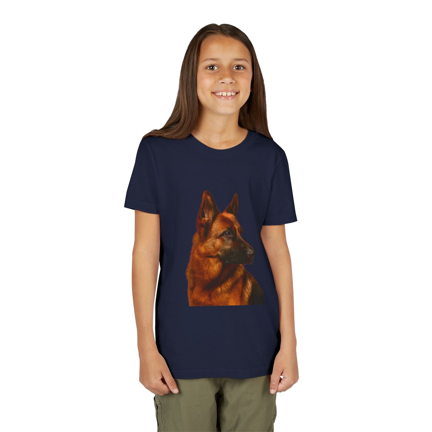 German Shepherd Head Youth Unisex Short Sleeve Crewneck Tee