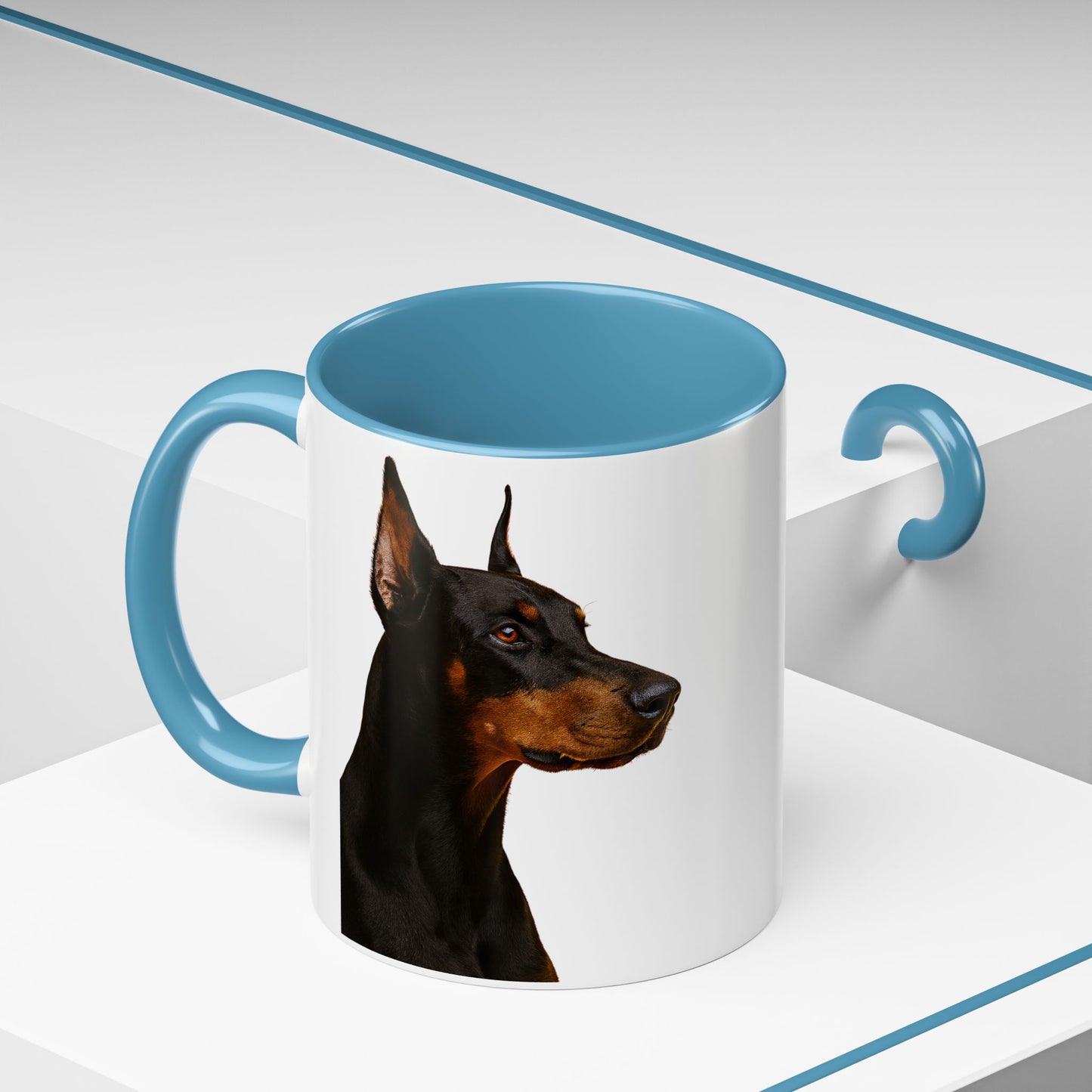 Doberman Head 2-Tone Coffee Mug