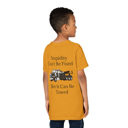 Stupidity Heavy Tow Truck Youth Unisex Short Sleeve Crewneck Tee