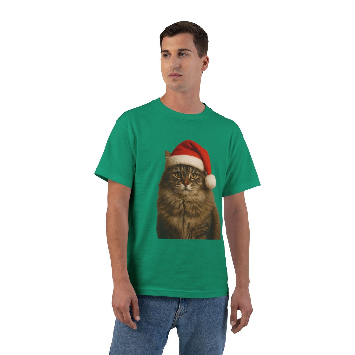 Santa Paws Cat Men's Short-Sleeve Crewneck Tee