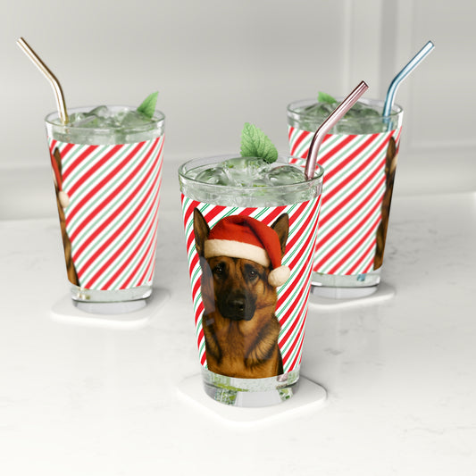 Santa Paws German Shepherd Drinking Glass
