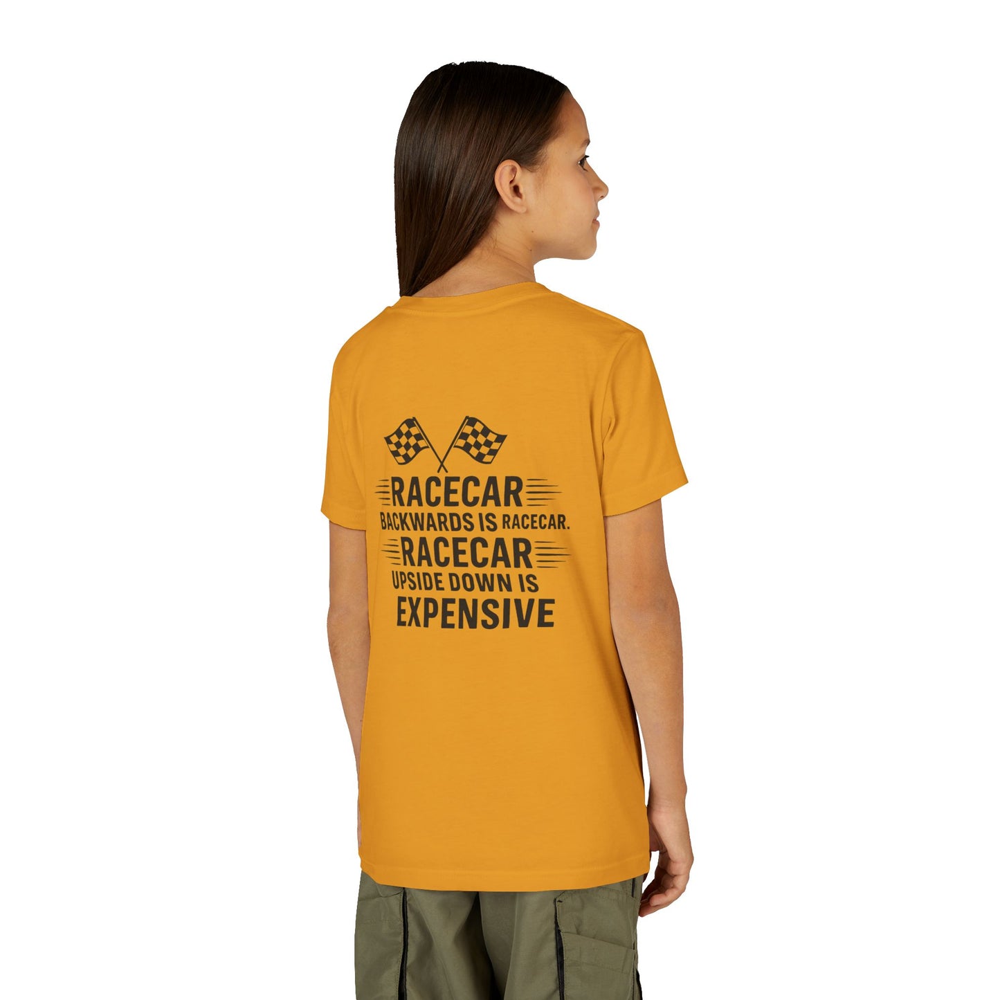 Racecar Backwards Youth Unisex Short Sleeve Crewneck Tee