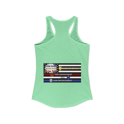 Slow Down Move Over Flag Women's Racerback Tank