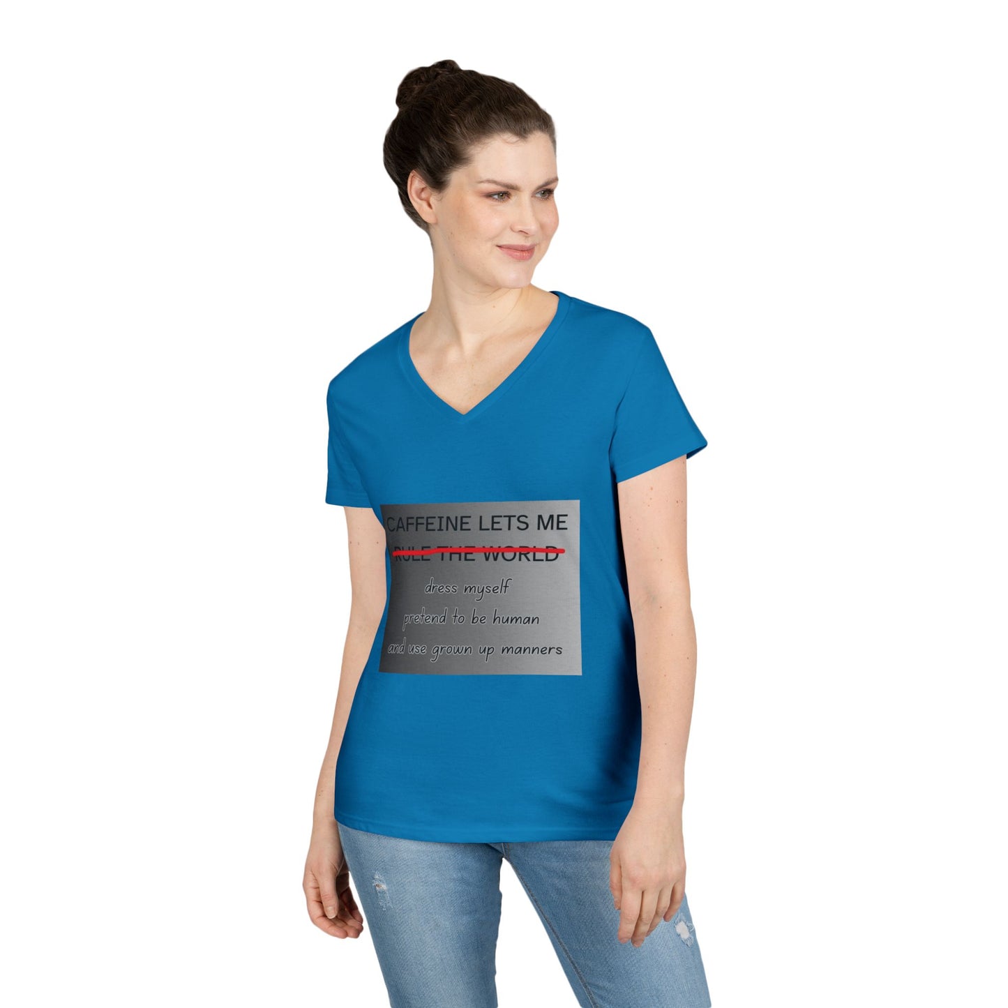 Caffeine Lets Me Women's V-Neck T-Shirt