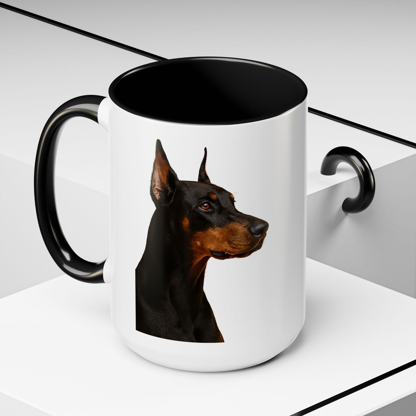 Doberman Head 2-Tone Coffee Mug