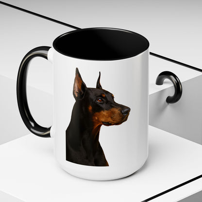 Doberman Head 2-Tone Coffee Mug