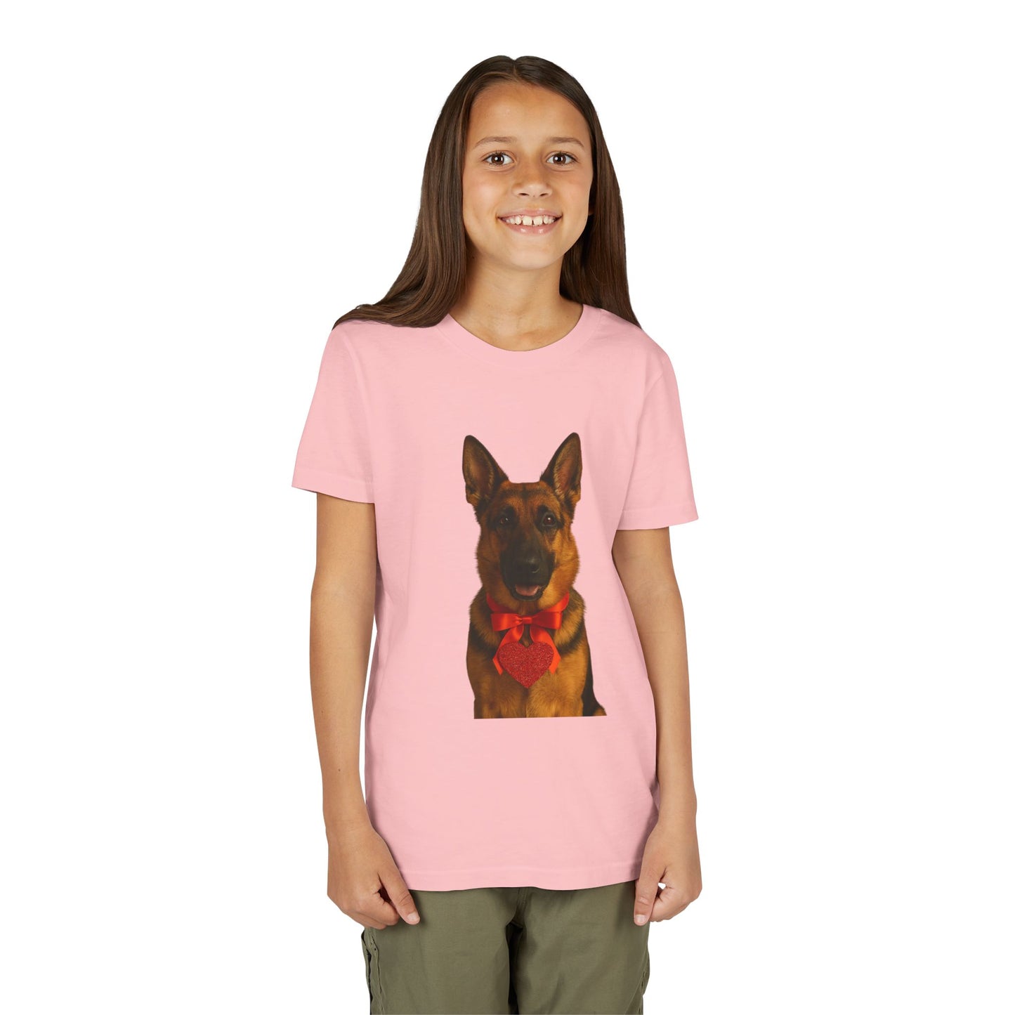 Cupid's Companion German Shepherd Youth Unisex Short Sleeve Crewneck Tee