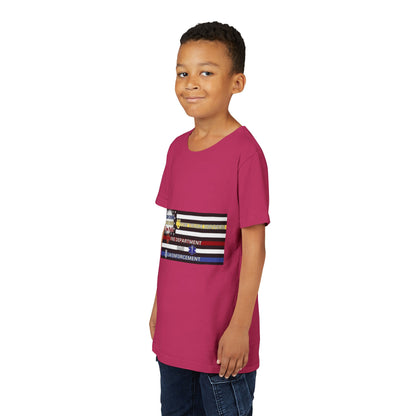 Slow Down Move Over Flag Youth Unisex Short Sleeve Crewneck Tee