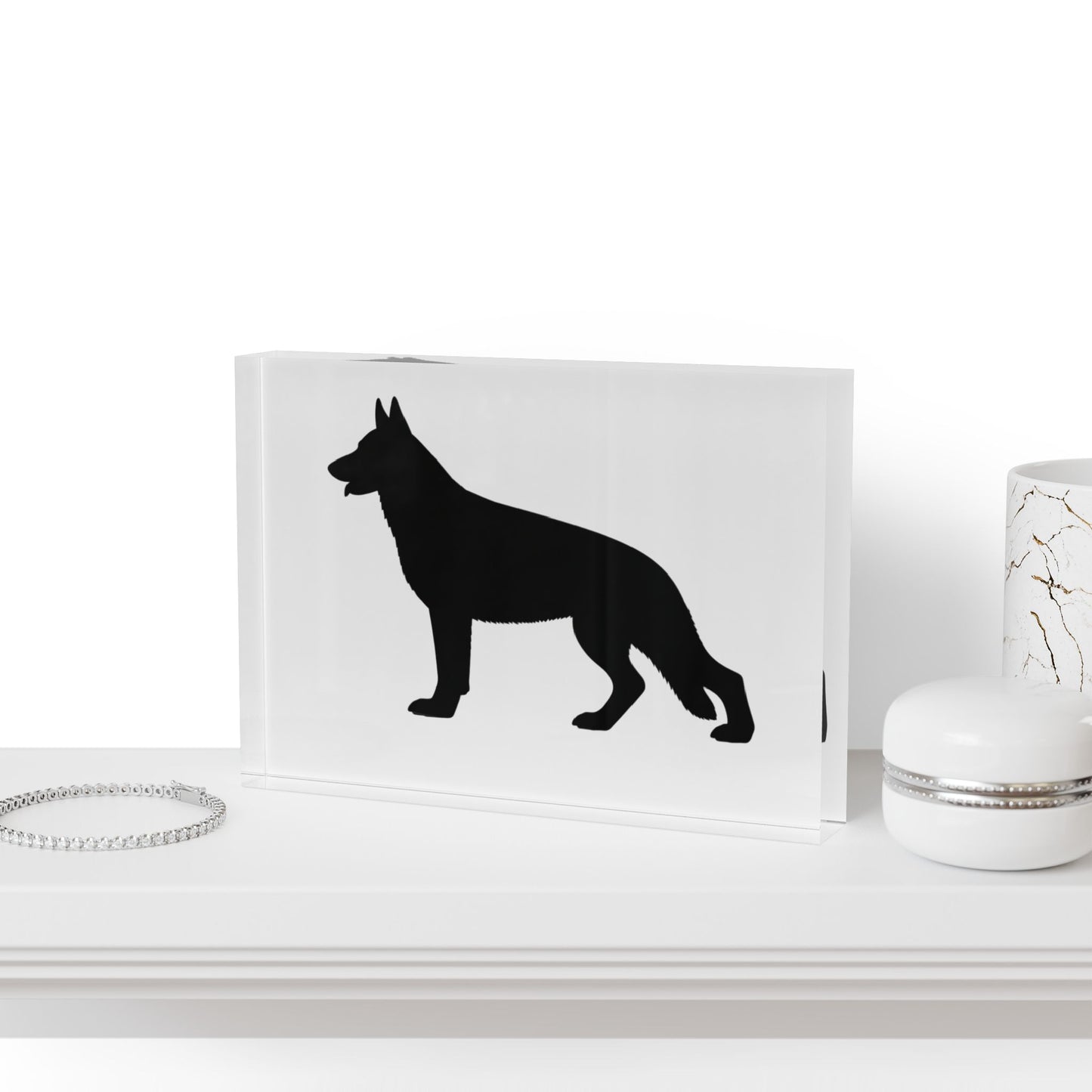 German Shepherd Silhouette Acrylic Photo Block