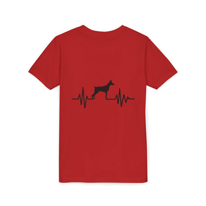 My Heart Beats For Dobermans Youth Unisex Short Sleeve Crewneck Tee