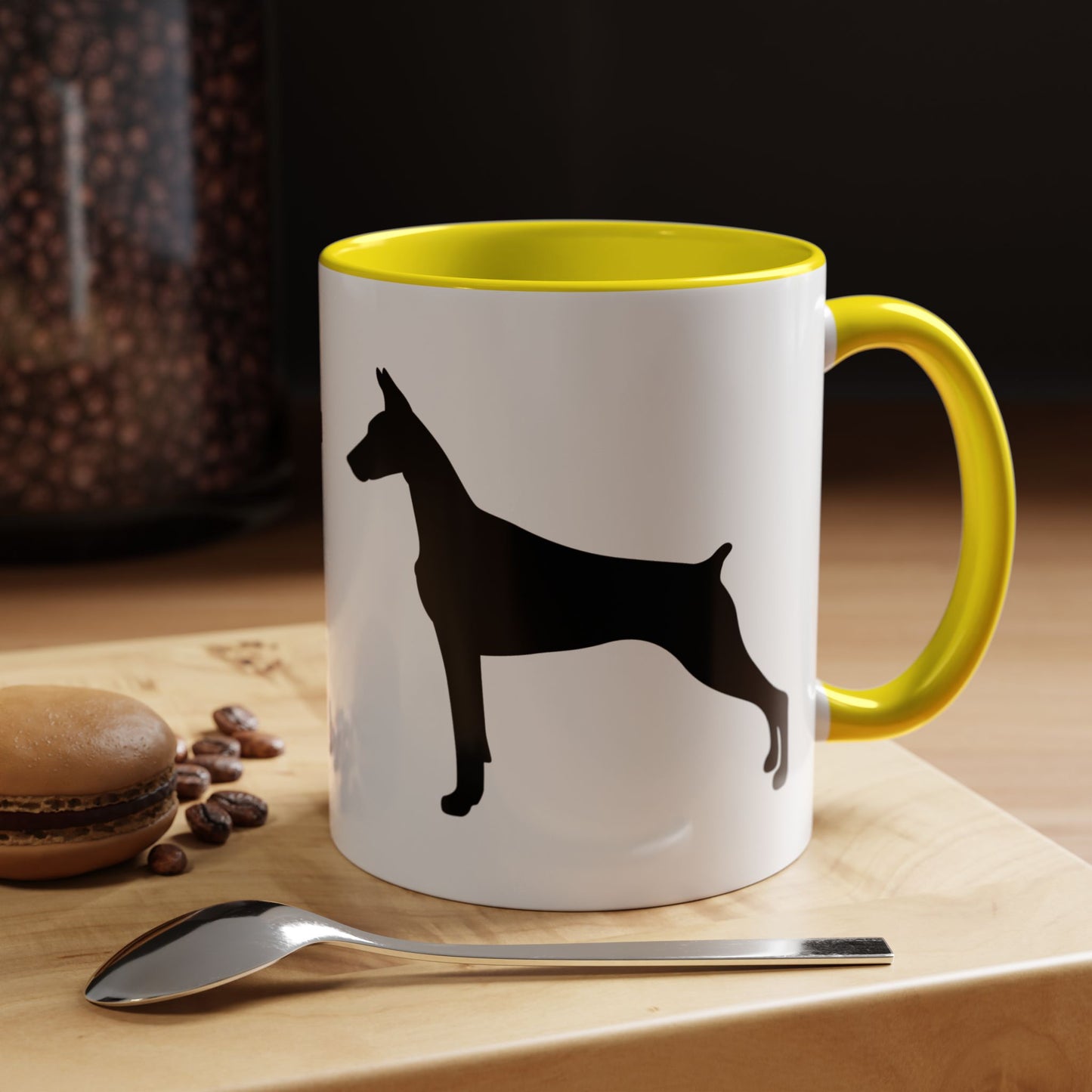 Doberman Silhouette 2-Tone Coffee Mug