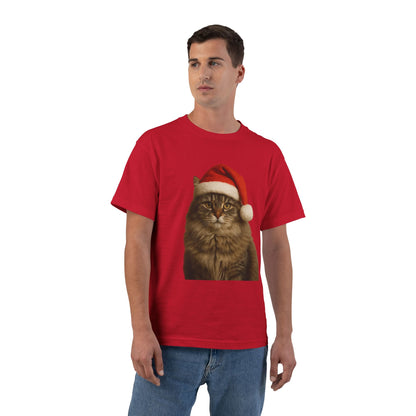 Santa Paws Cat Men's Short-Sleeve Crewneck Tee