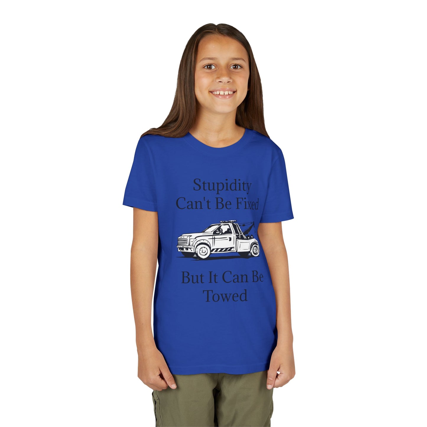 Stupidity Wheel Lift Tow Truck Youth Unisex Short Sleeve Crewneck Tee