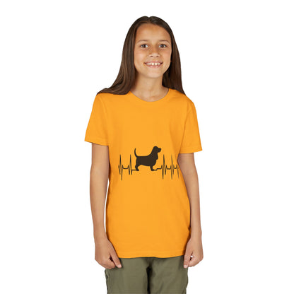My Heart Beats For Bassets Youth Unisex Short Sleeve Crewneck Tee