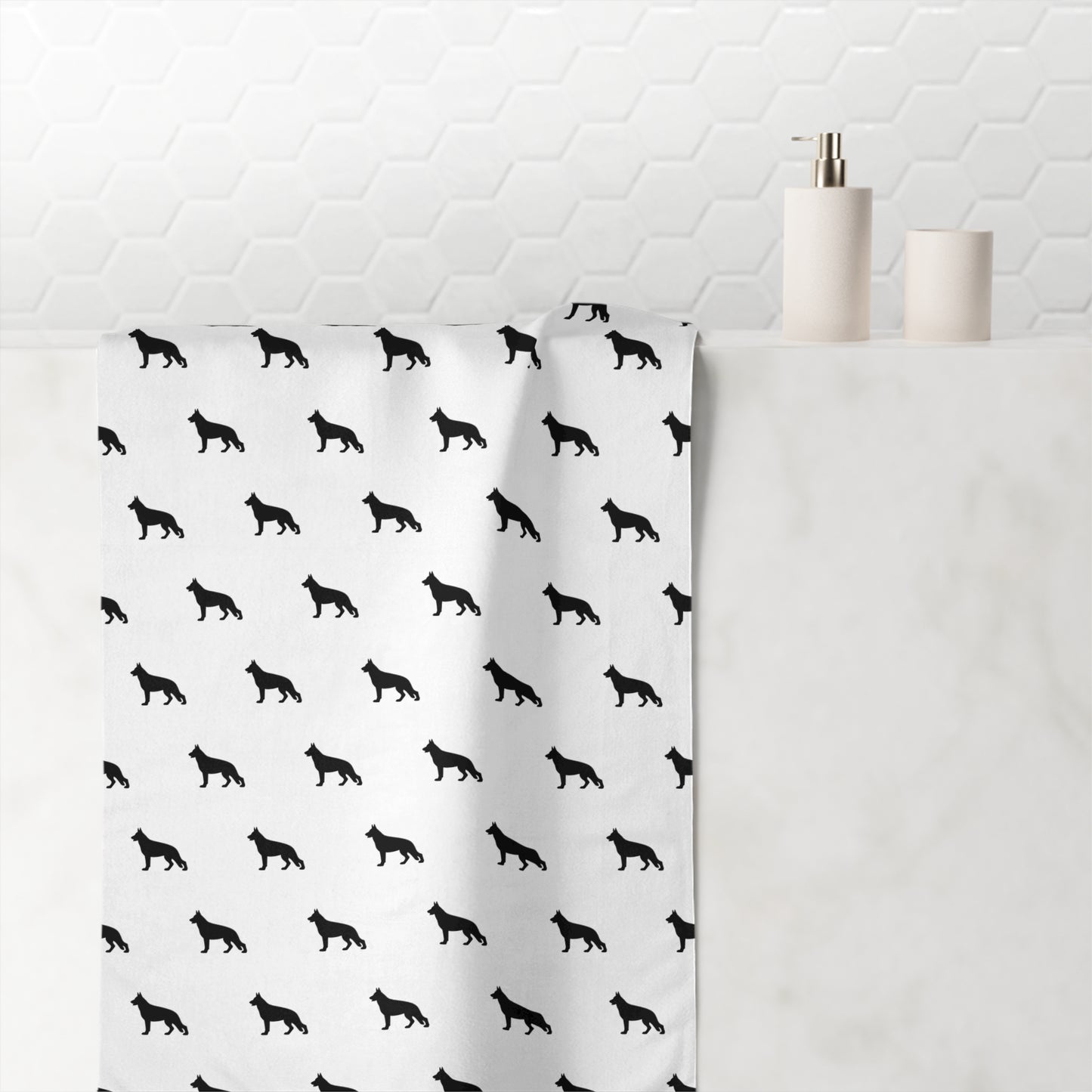 German Shepherd Silhouette Mink-Cotton  Beach Towel