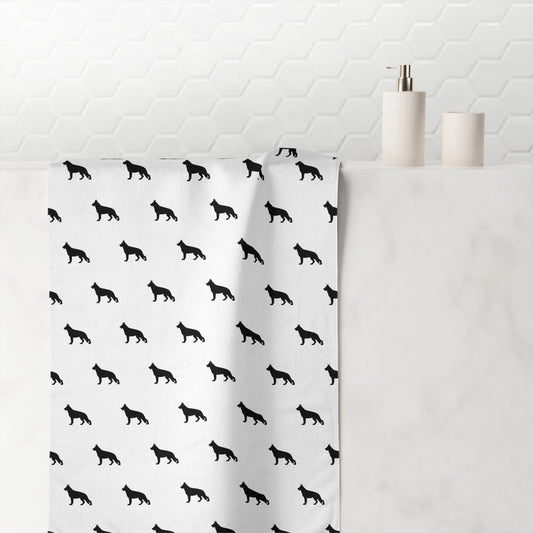 German Shepherd Silhouette Mink-Cotton  Beach Towel