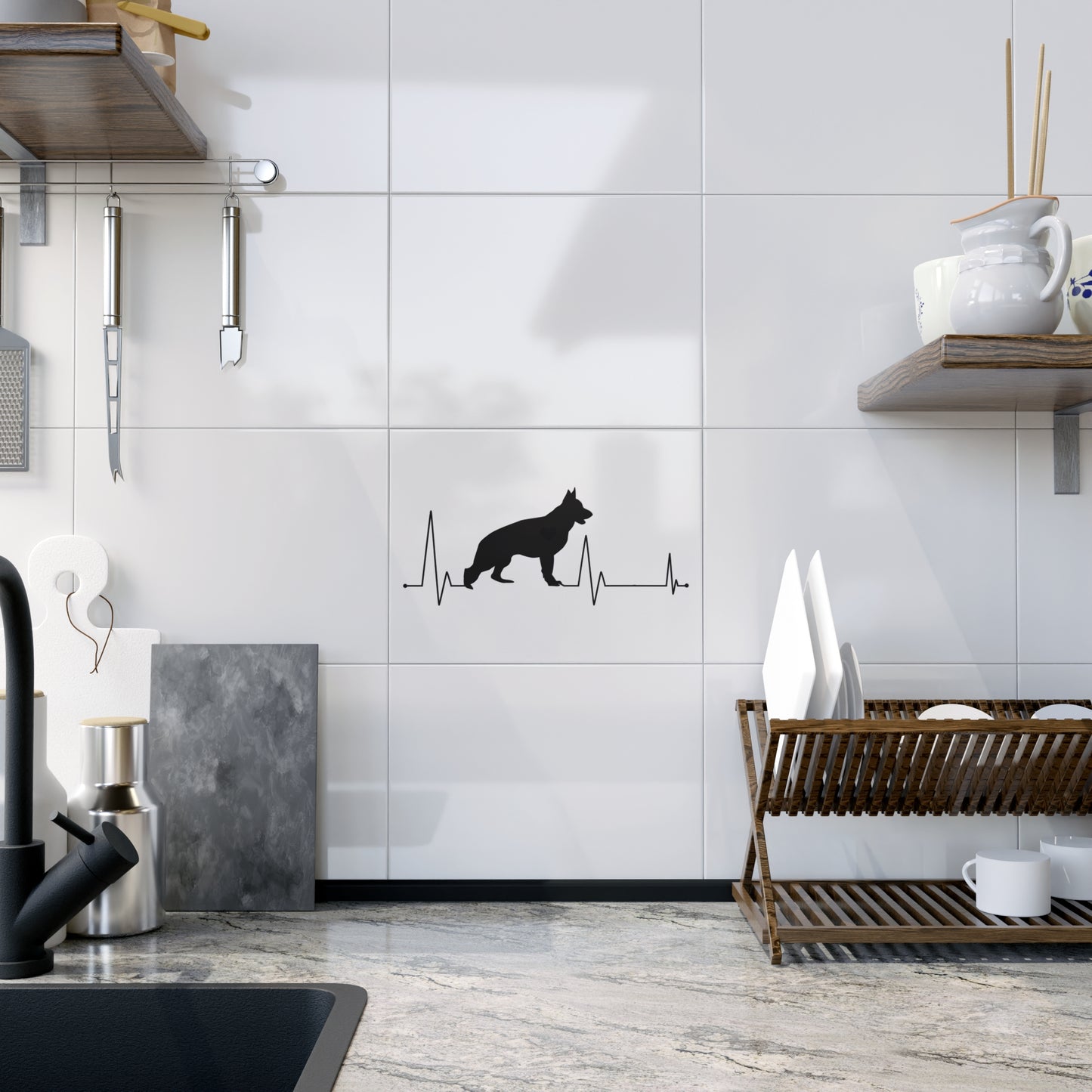 My Heart Beats For German Shepherds Ceramic Photo Tile