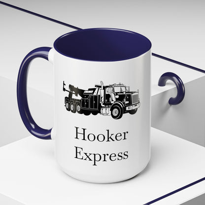 H**ker Express Heavy Tow Truck 2-Tone Coffee Mug