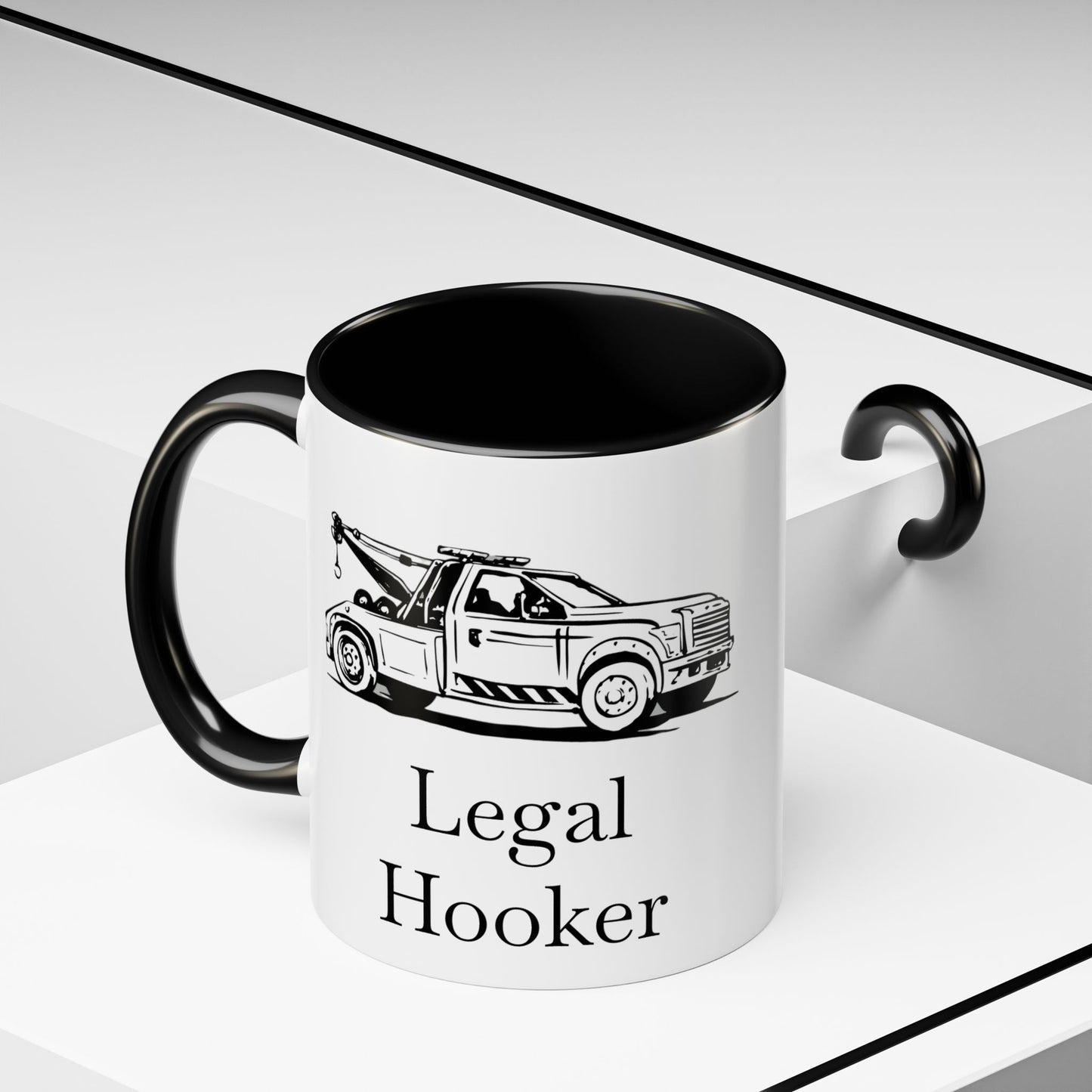 Legal H**ker Wheel Lift Tow Truck 2-Tone Coffee Mug