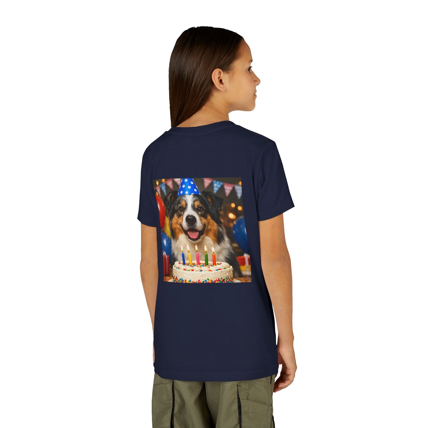 Birthday Buddy Aussie Youth Unisex Short Sleeve Crewneck Tee