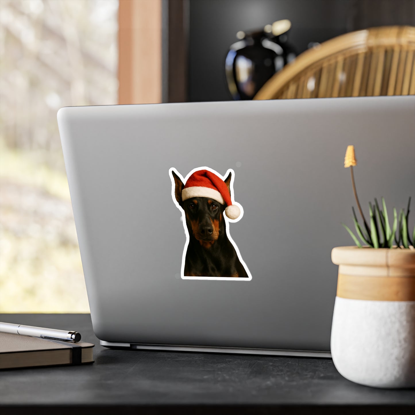 Santa Paws Doberman Vinyl Decal