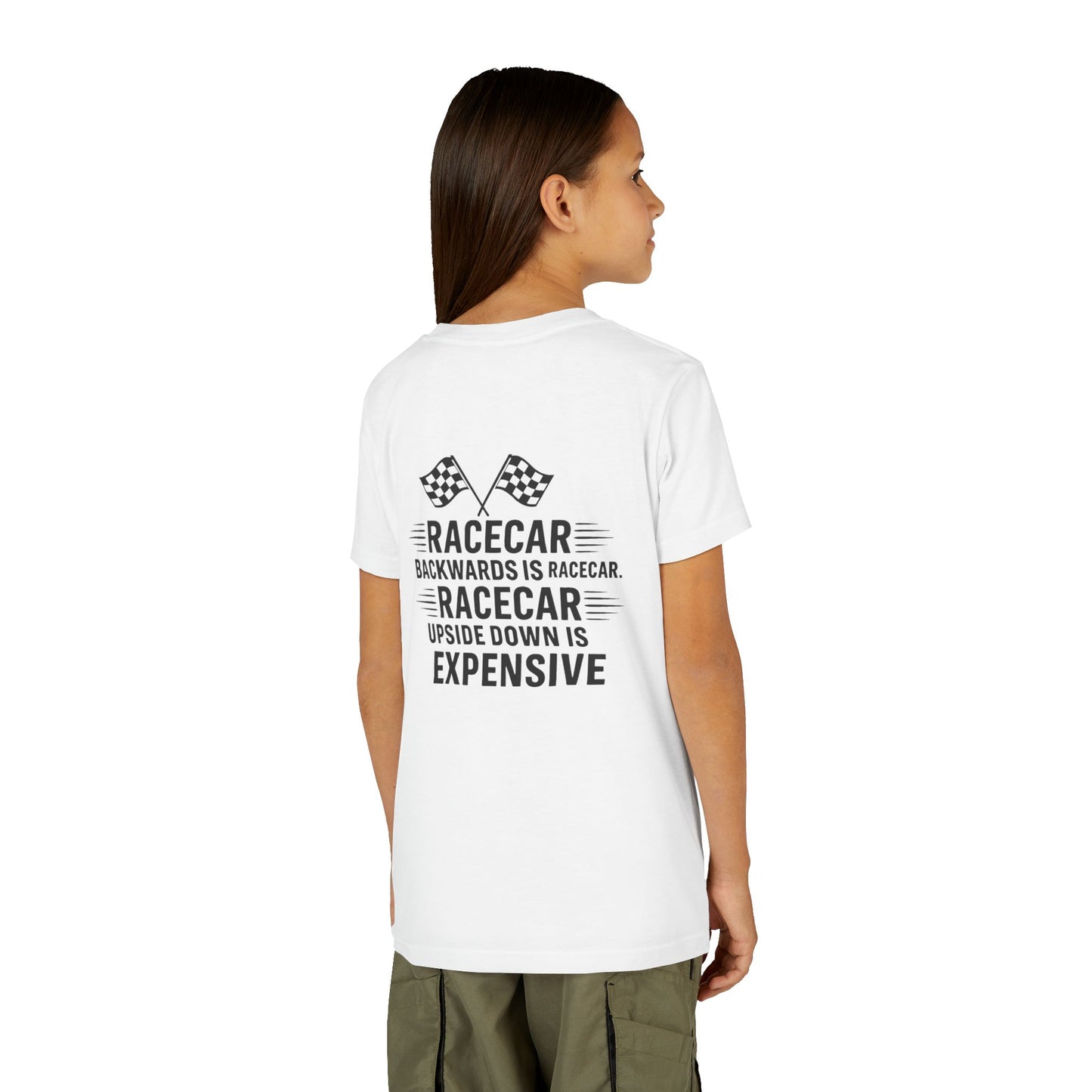 Racecar Backwards Youth Unisex Short Sleeve Crewneck Tee