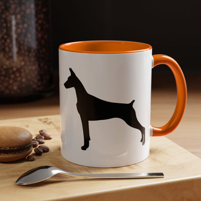 Doberman Silhouette 2-Tone Coffee Mug