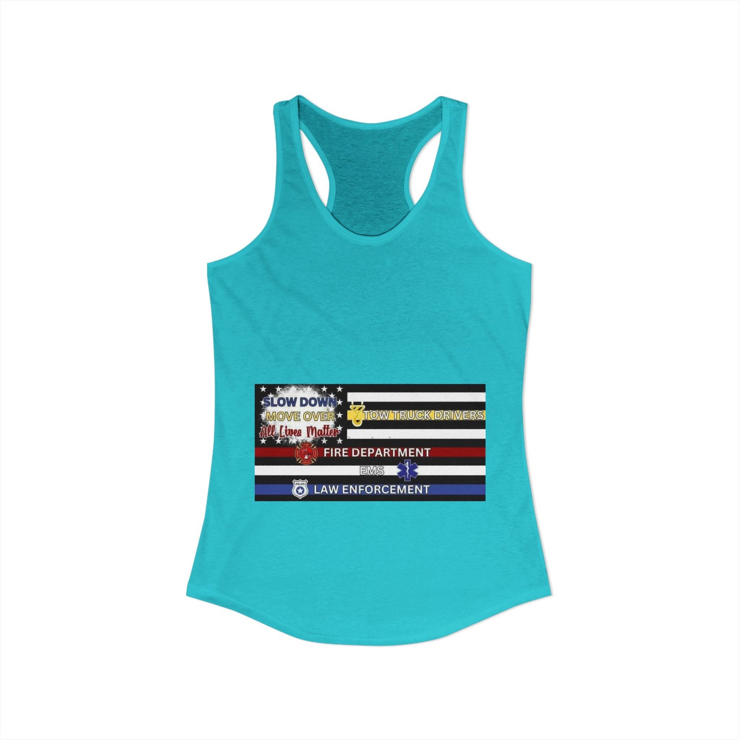 Slow Down Move Over Flag Women's Racerback Tank