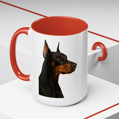 Doberman Head 2-Tone Coffee Mug