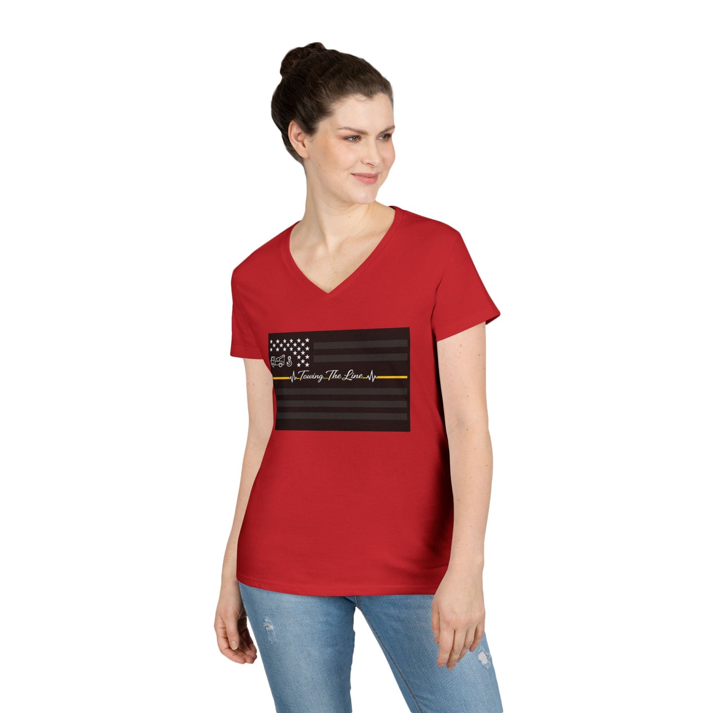 Thin Yellow Line Women's V-Neck T-Shirt