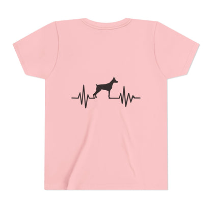My Heart Beats For Dobermans Youth Unisex Short Sleeve Crewneck Tee