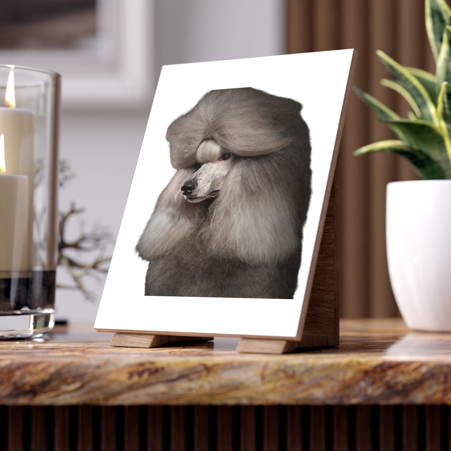 Poodle Head Ceramic Photo Tile