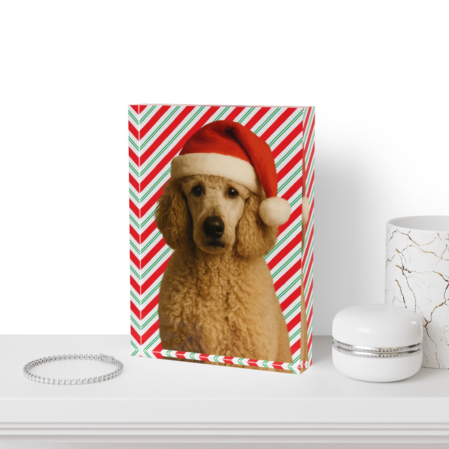 Santa Paws Poodle Acrylic Photo Block