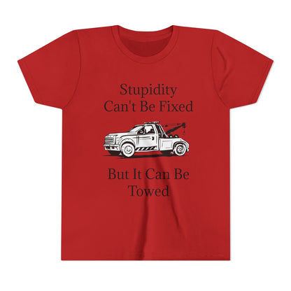 Stupidity Wheel Lift Tow Truck Youth Unisex Short Sleeve Crewneck Tee