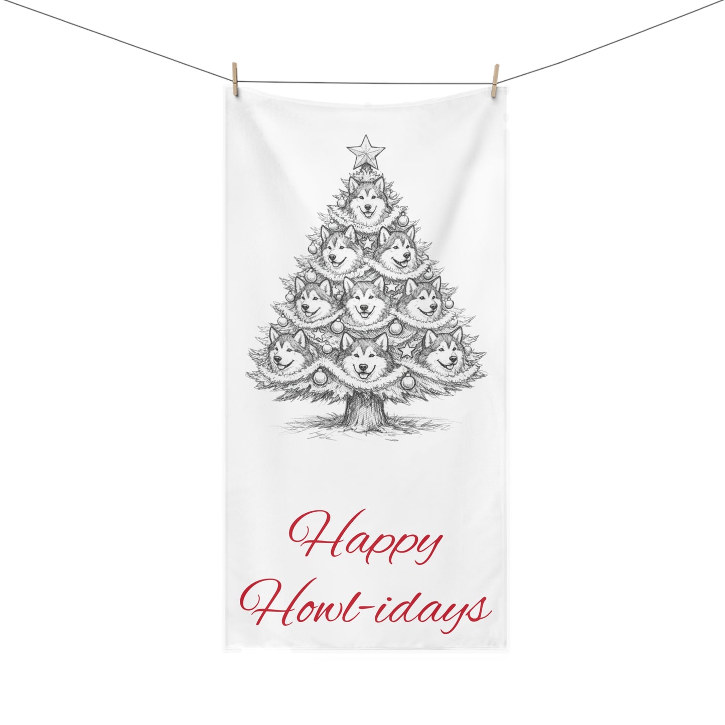 Happy Howl-idays Mink-Cotton  Beach Towel