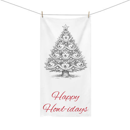 Happy Howl-idays Mink-Cotton  Beach Towel
