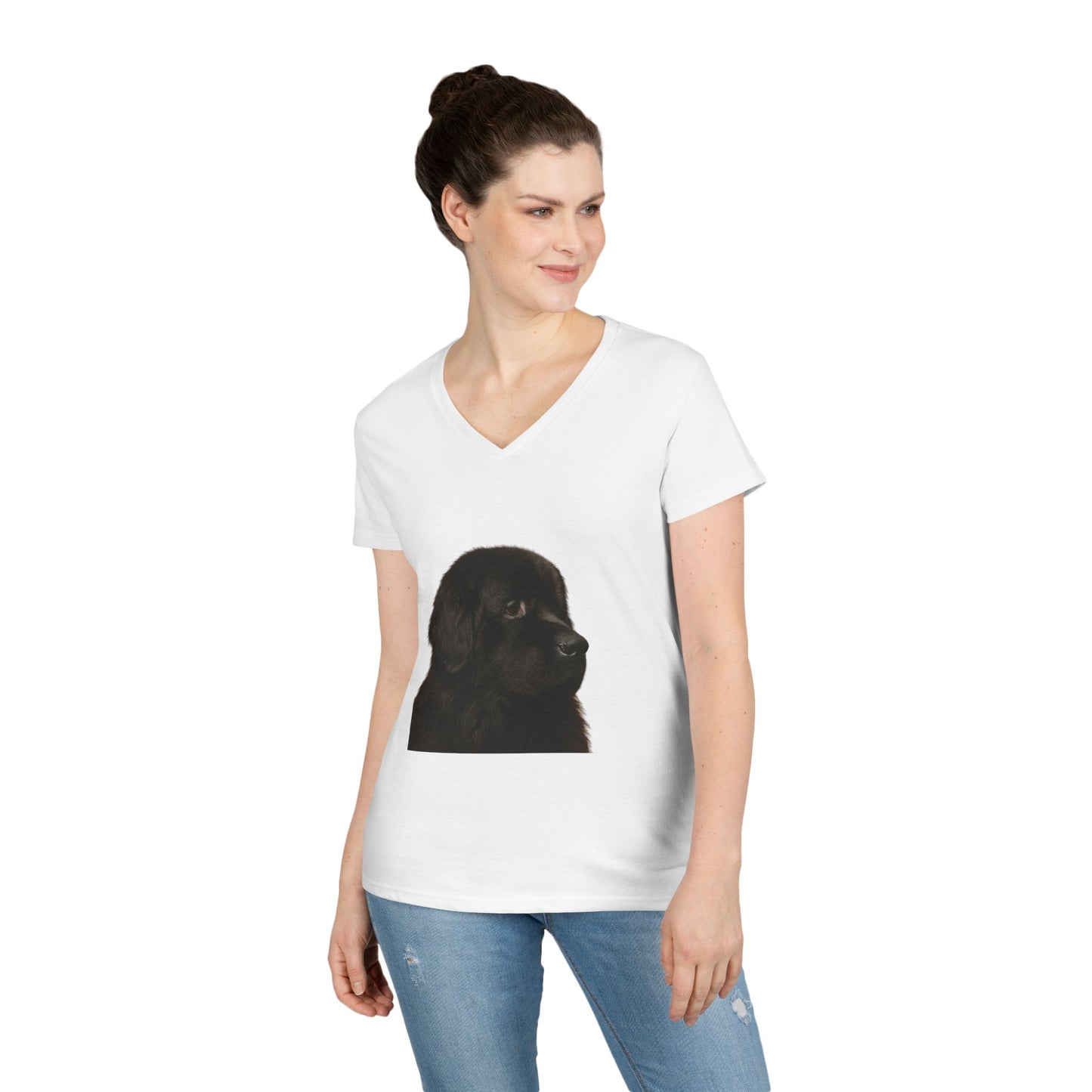 Newfie Head Women's V-Neck T-Shirt