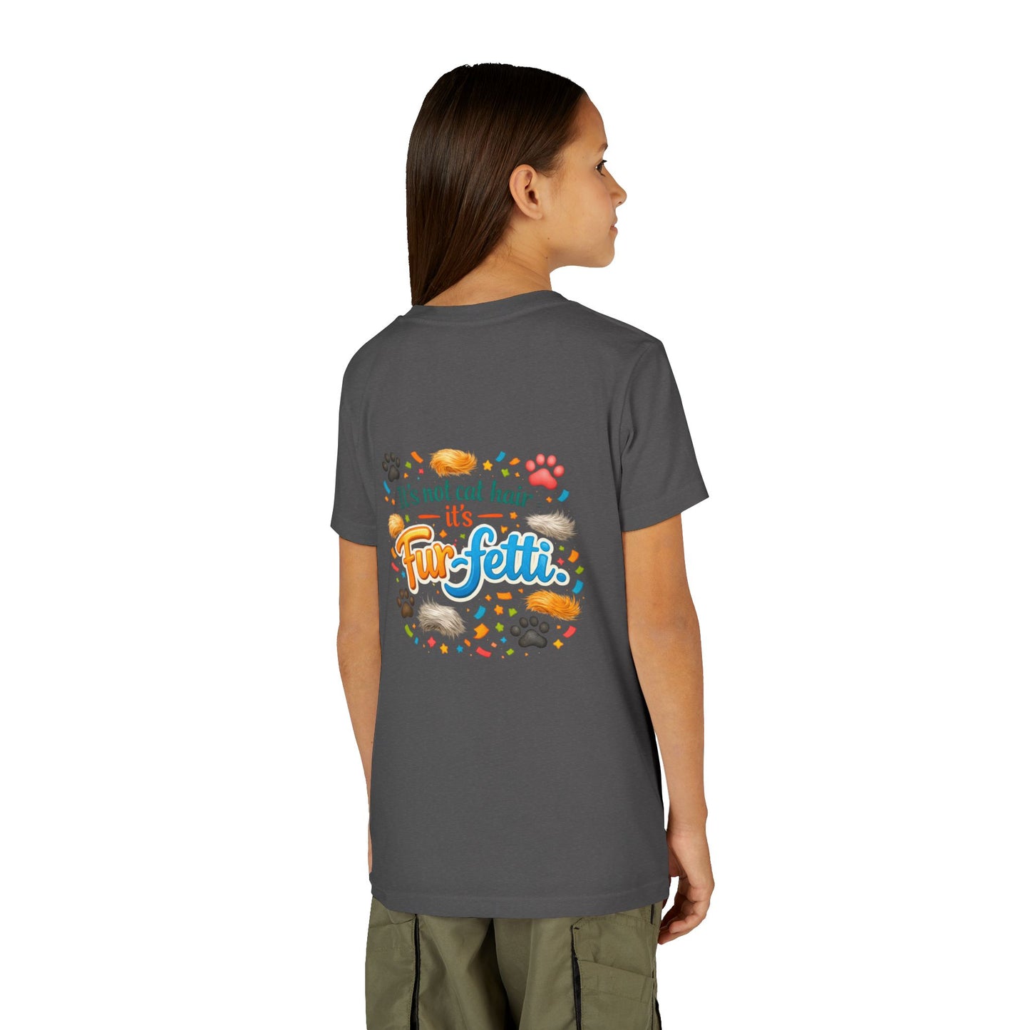 Fur-Fetti Cat Youth Unisex Short Sleeve Crewneck Tee