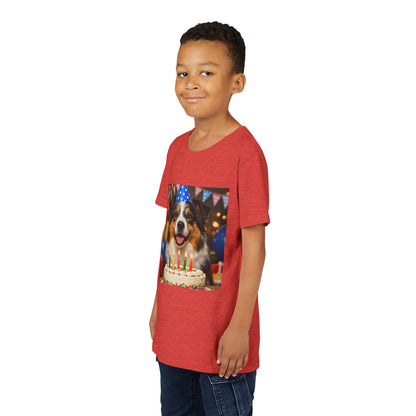 Birthday Buddy Aussie Youth Unisex Short Sleeve Crewneck Tee