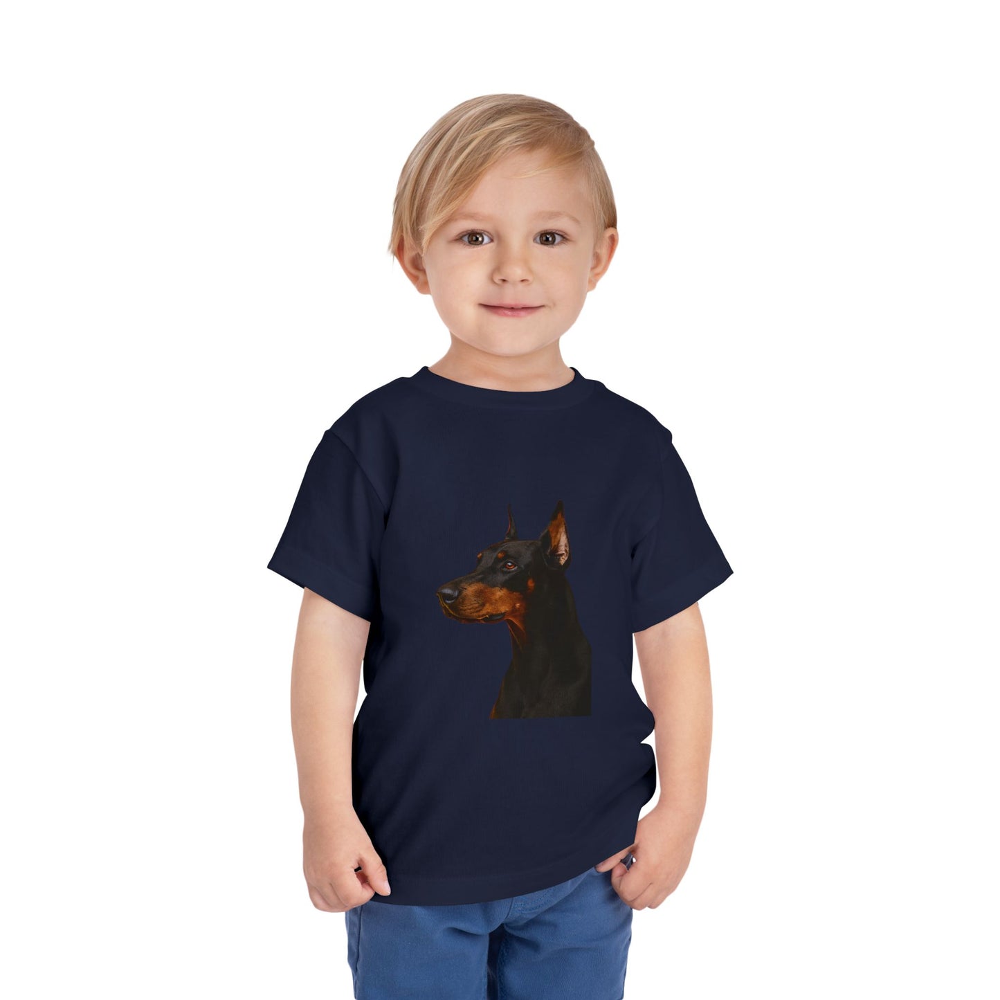 Doberman Head Toddler Unisex Short Sleeve Crewneck Tee